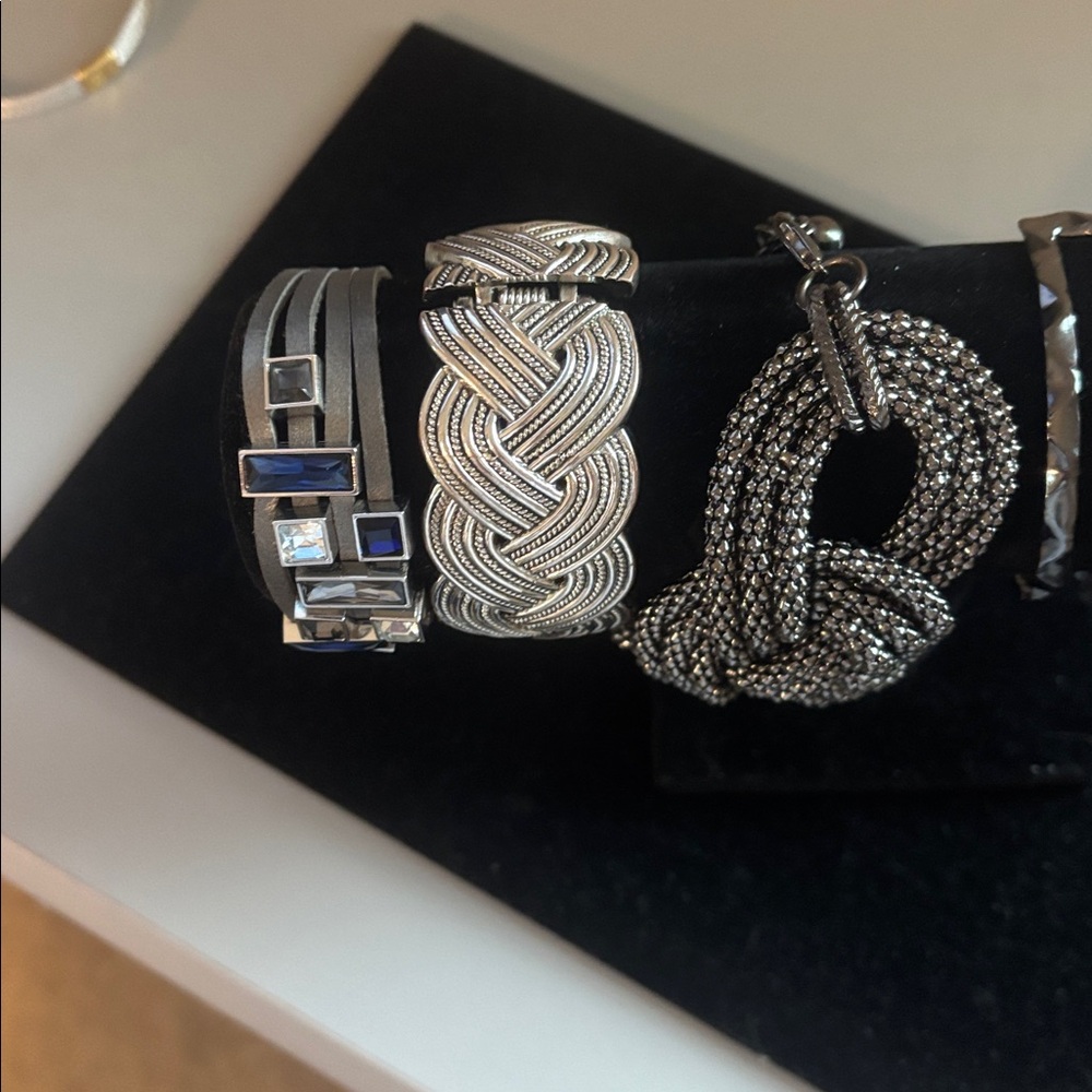 Six Black/Silver Bold Statement Bracelets. - image 4